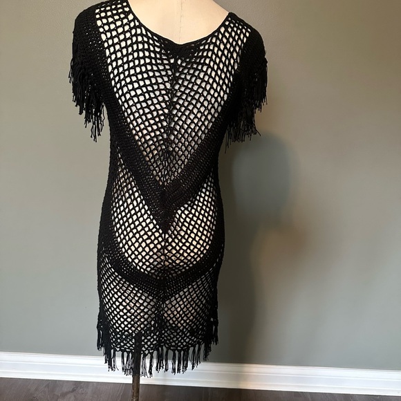 Crochet fringe black Vintage Havana cover up - Picture 5 of 5